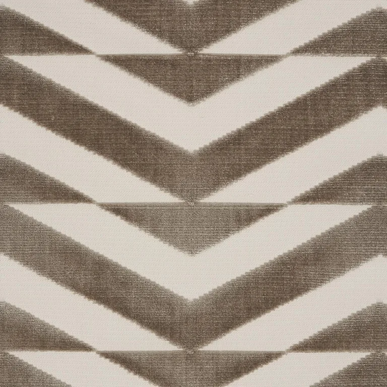 Schumacher 81810 Broken Chevron Cut Velvet Taupe On Ivory fabric swatch