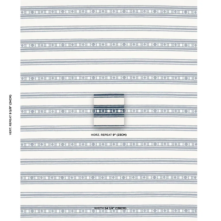 Schumacher 74483 Buena Vista Indigo fabric swatch