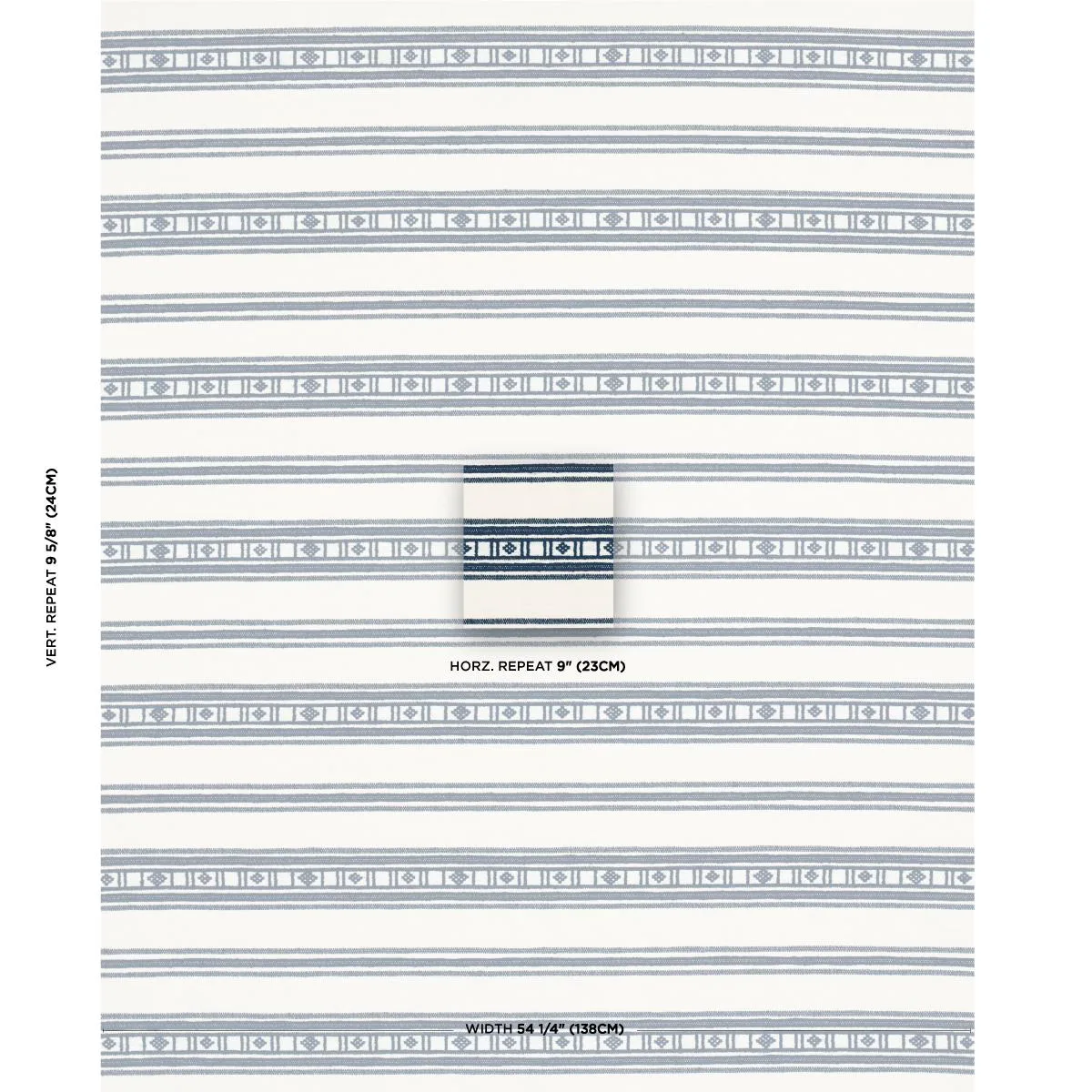 Schumacher 74483 Buena Vista Indigo fabric swatch