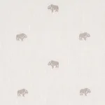 Schumacher 180451 Buffalo Embroidered Linen Ivory fabric swatch