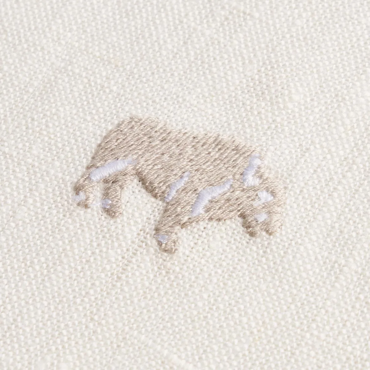 Schumacher 180451 Buffalo Embroidered Linen Ivory fabric swatch
