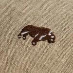 Schumacher 180450 Buffalo Embroidered Linen Natural fabric swatch