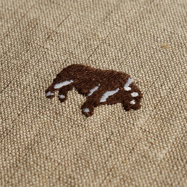 Schumacher 180450 Buffalo Embroidered Linen Natural fabric swatch