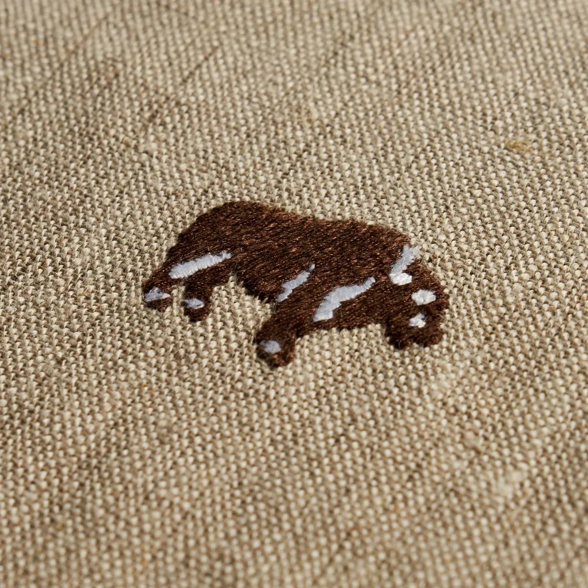 Schumacher 180450 Buffalo Embroidered Linen Natural fabric swatch