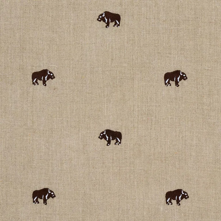 Schumacher 180450 Buffalo Embroidered Linen Natural fabric swatch