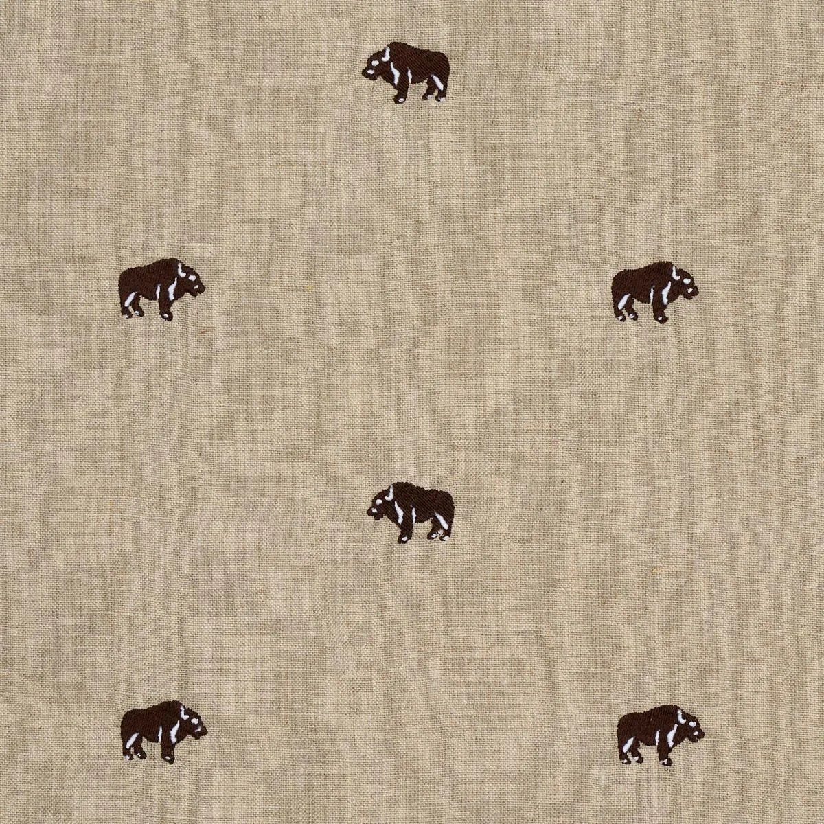 Schumacher 180450 Buffalo Embroidered Linen Natural fabric swatch