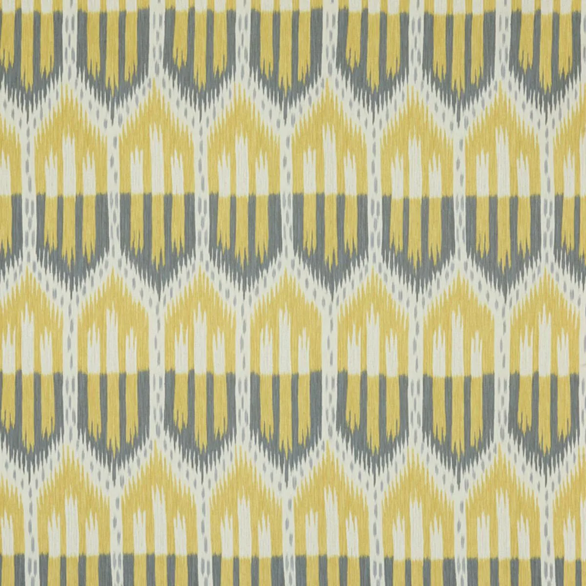 Schumacher 176081 Bukhara Ikat Citrine & Smoke fabric swatch