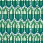 Schumacher 176083 Bukhara Ikat Emerald & Peacock fabric swatch