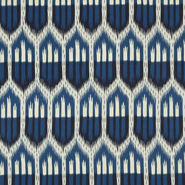 Schumacher 176084 Bukhara Ikat Indigo fabric swatch