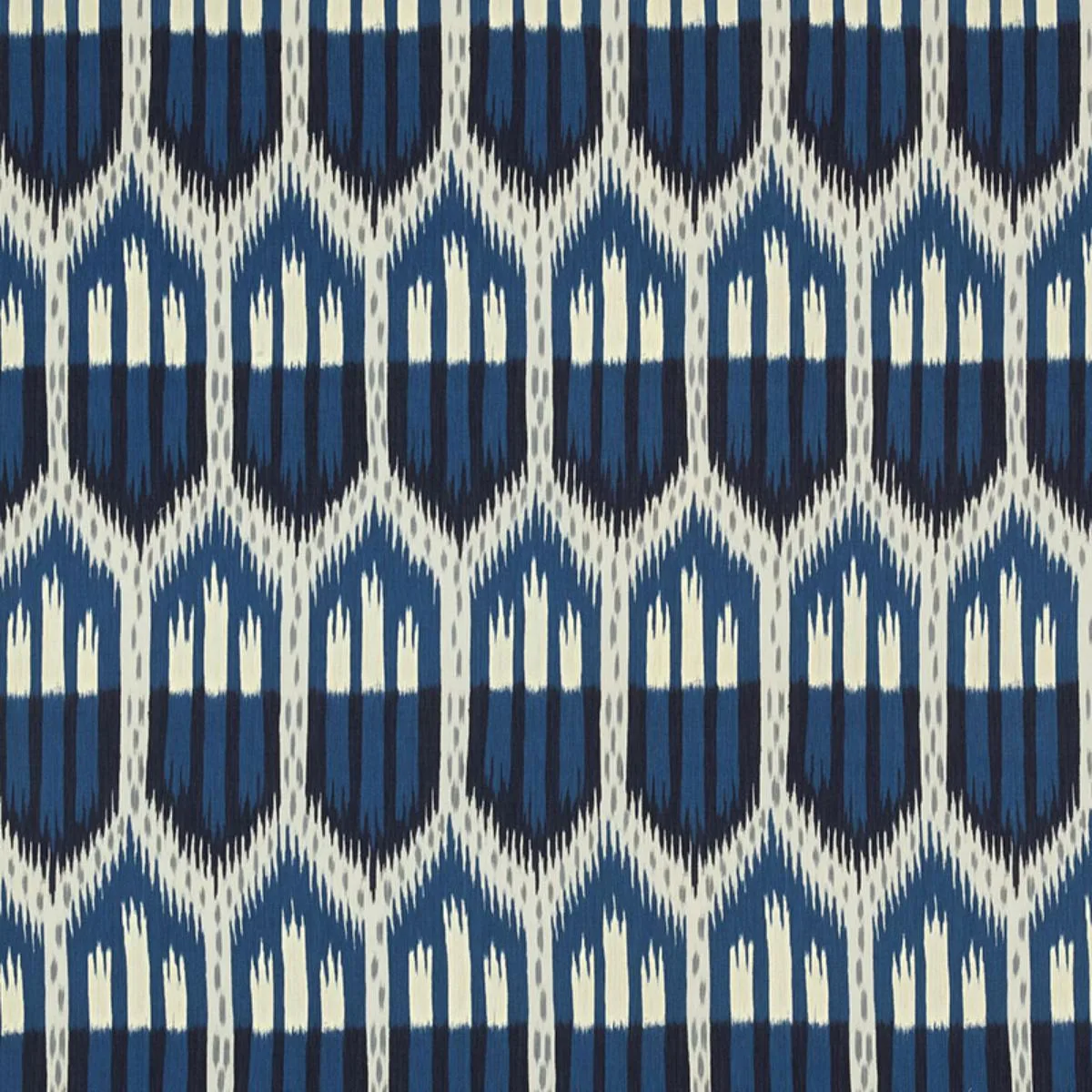 Schumacher 176084 Bukhara Ikat Indigo fabric swatch