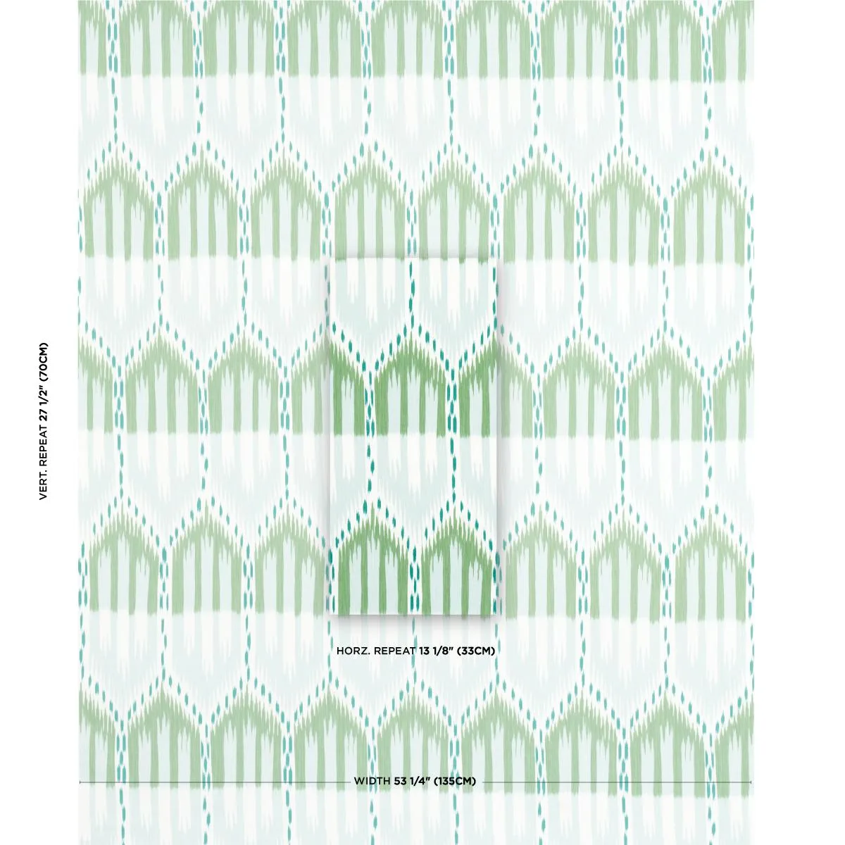 Schumacher 176086 Bukhara Ikat Mineral And Leaf fabric swatch