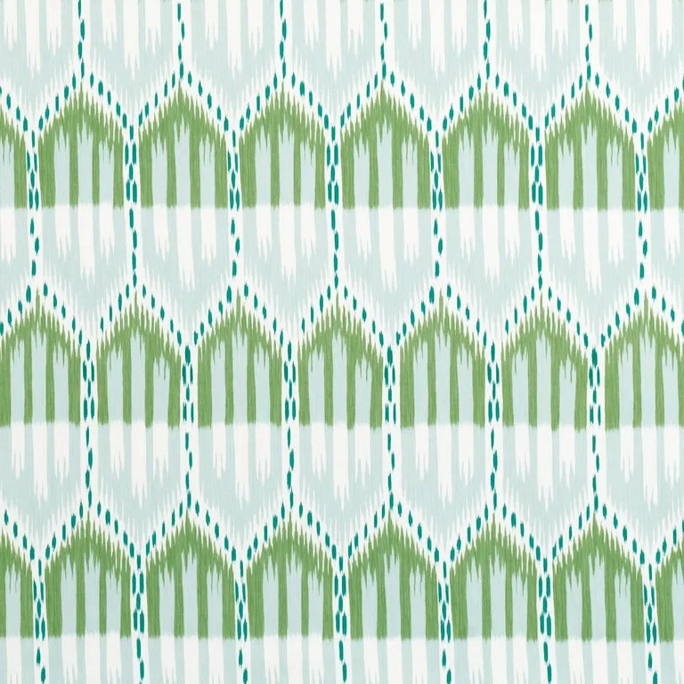 Schumacher 176086 Bukhara Ikat Mineral And Leaf fabric swatch