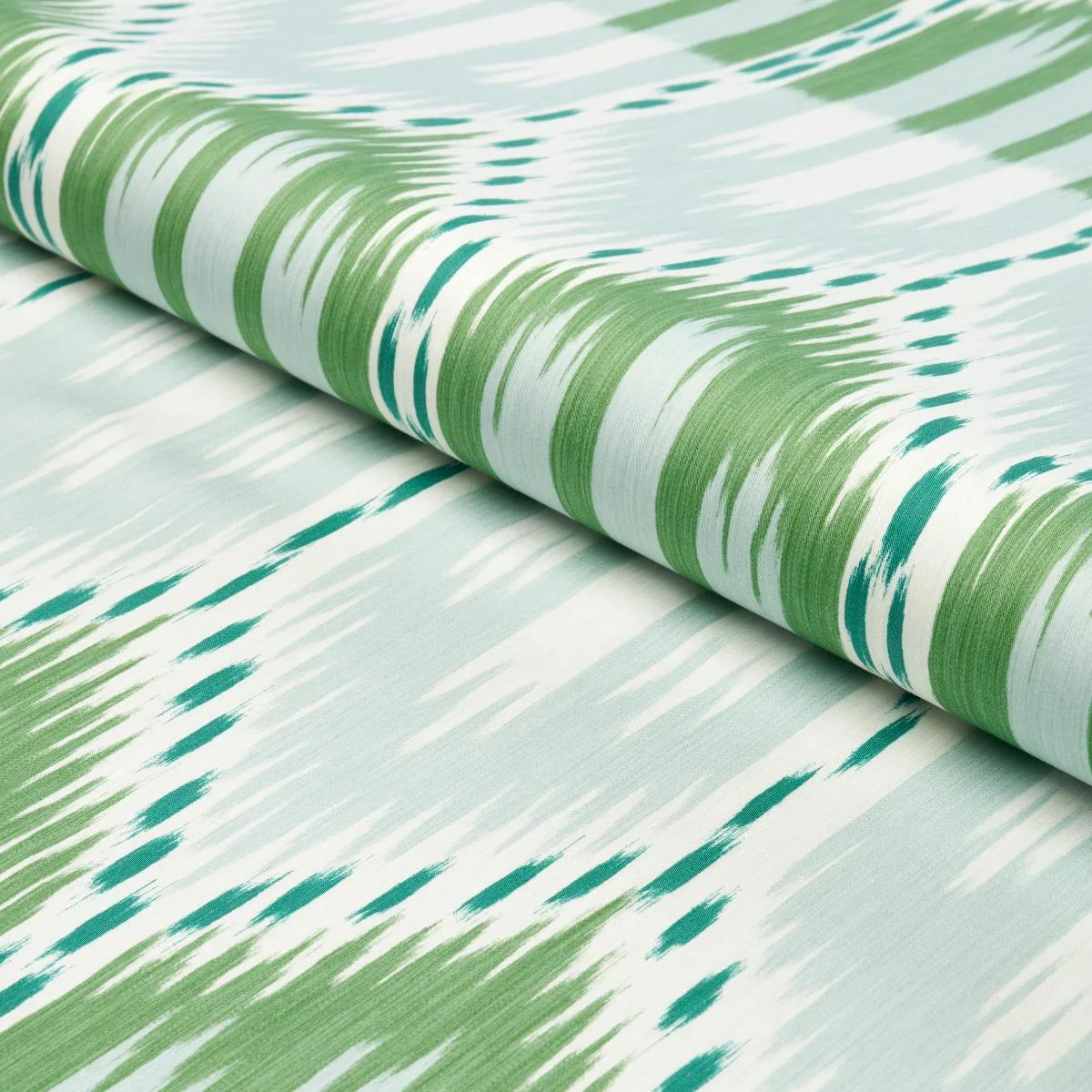 Schumacher 176086 Bukhara Ikat Mineral And Leaf fabric swatch
