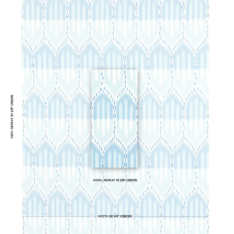 Schumacher 176085 Bukhara Ikat Sky And Aqua fabric swatch