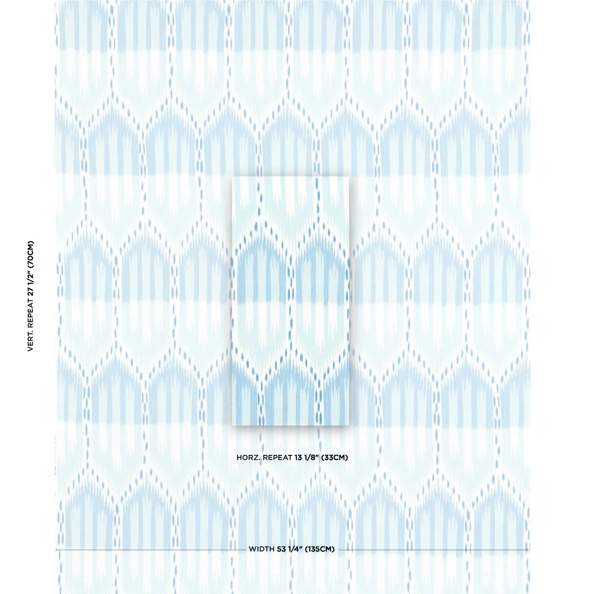 Schumacher 176085 Bukhara Ikat Sky And Aqua fabric swatch