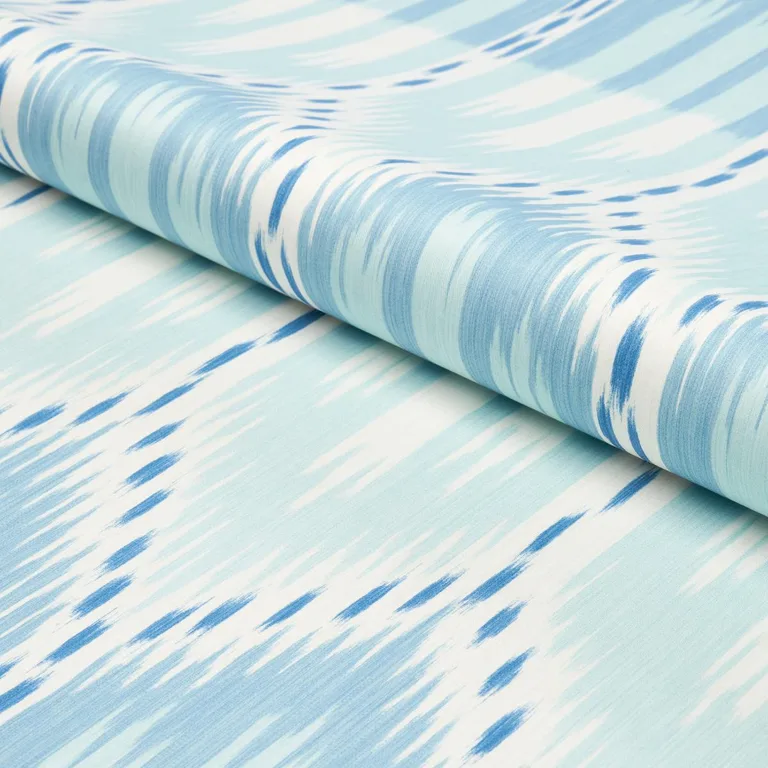 Schumacher 176085 Bukhara Ikat Sky And Aqua fabric swatch