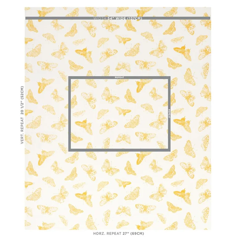 Schumacher 179431 Burnell Butterfly Yellow fabric swatch