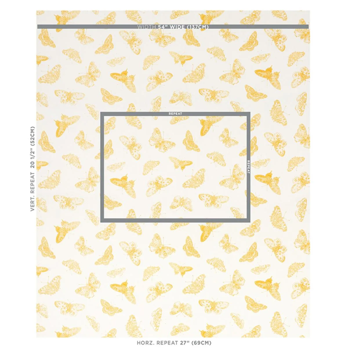 Schumacher 179431 Burnell Butterfly Yellow fabric swatch