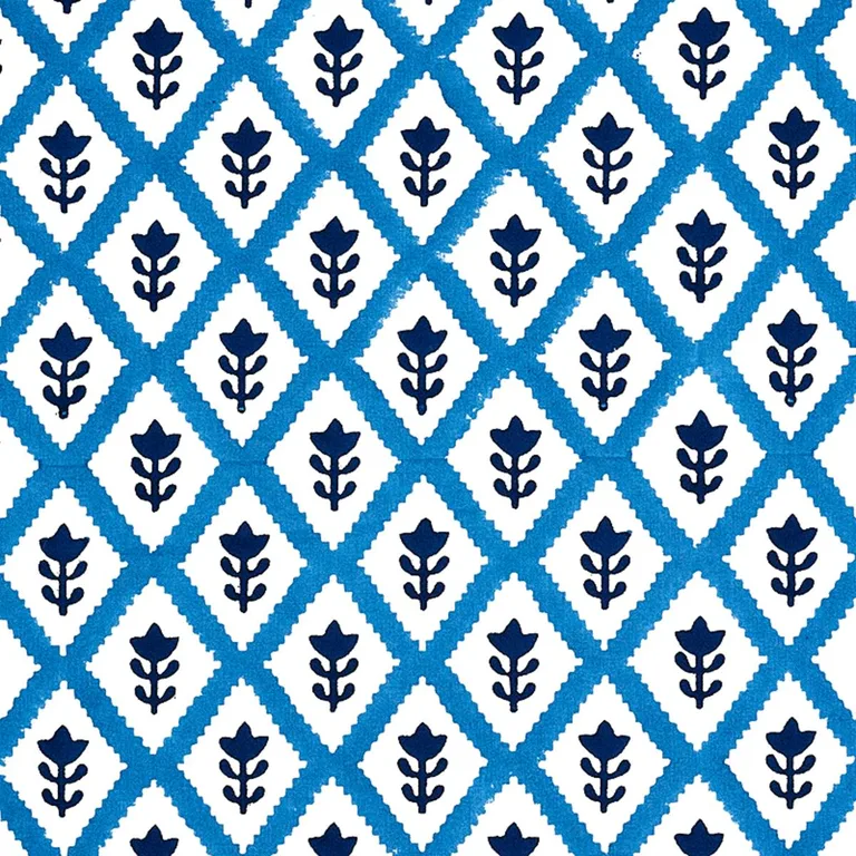 Schumacher 179230 Buti Hand Block Print Blue fabric swatch