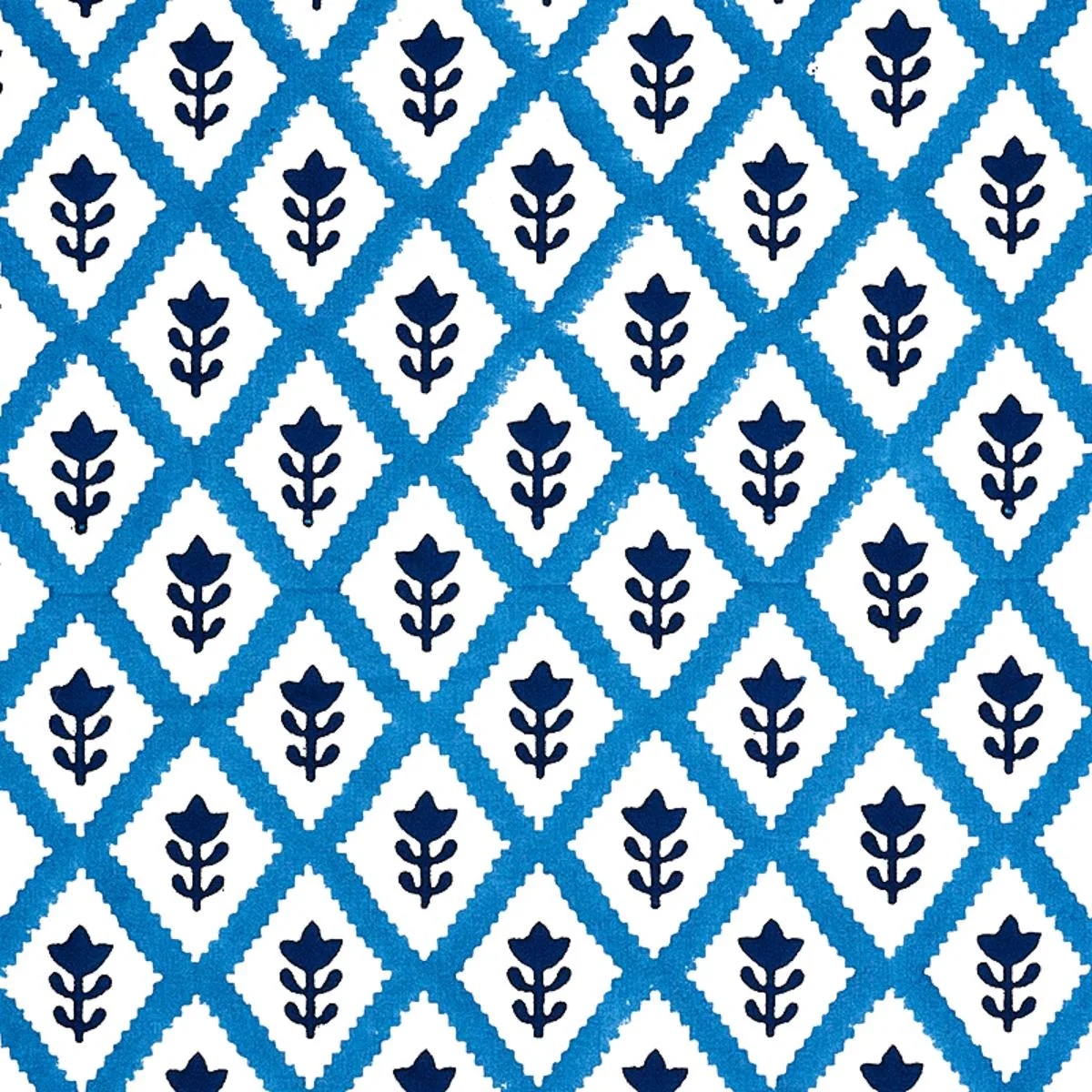 Schumacher 179230 Buti Hand Block Print Blue fabric swatch