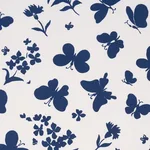 Schumacher TL400002 Butterflies Navy fabric swatch