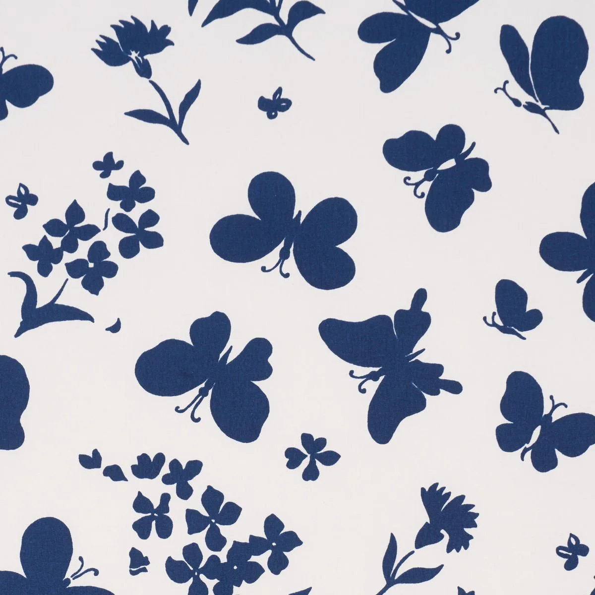 Schumacher TL400002 Butterflies Navy fabric swatch