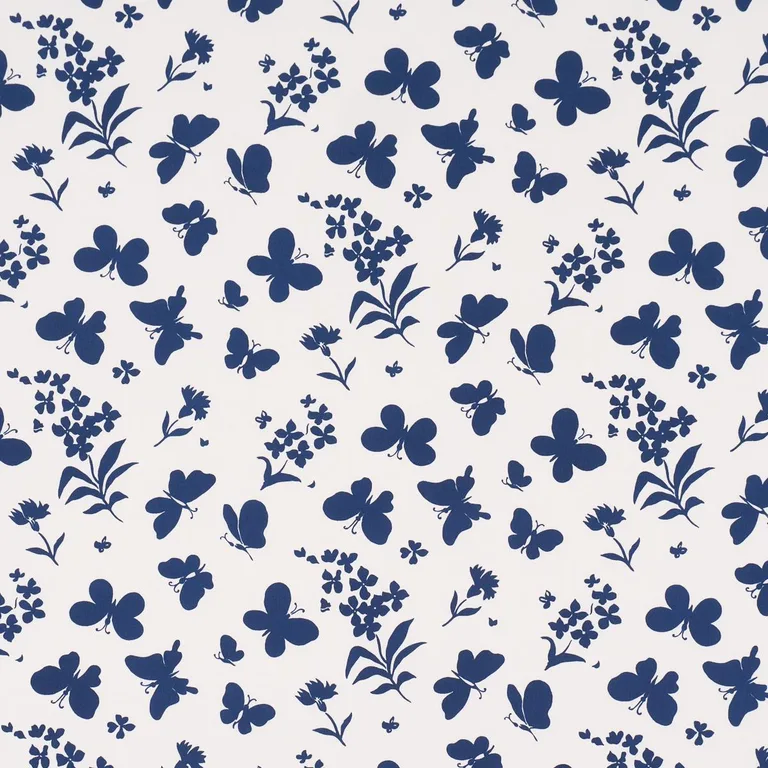 Schumacher TL400002 Butterflies Navy fabric swatch