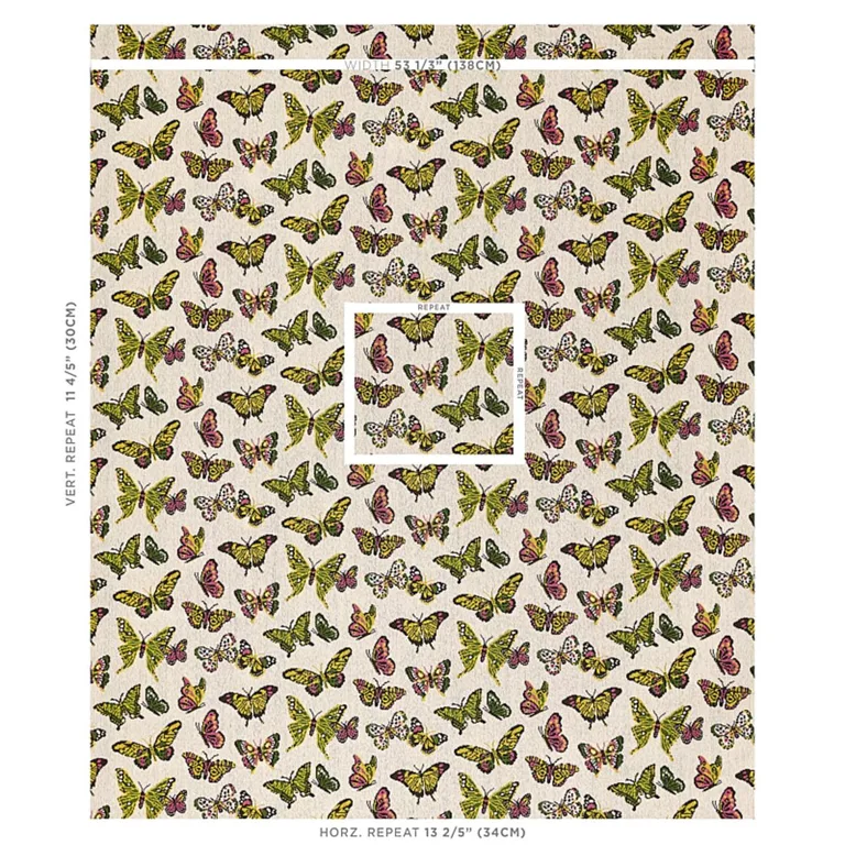 Schumacher 80100 Butterfly éPinglé Spring fabric swatch