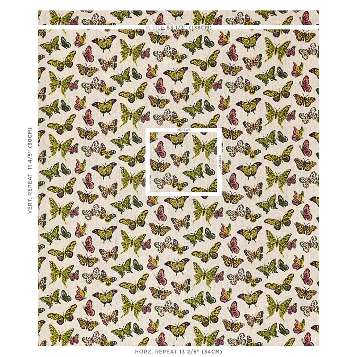 Schumacher 80100 Butterfly éPinglé Spring fabric swatch