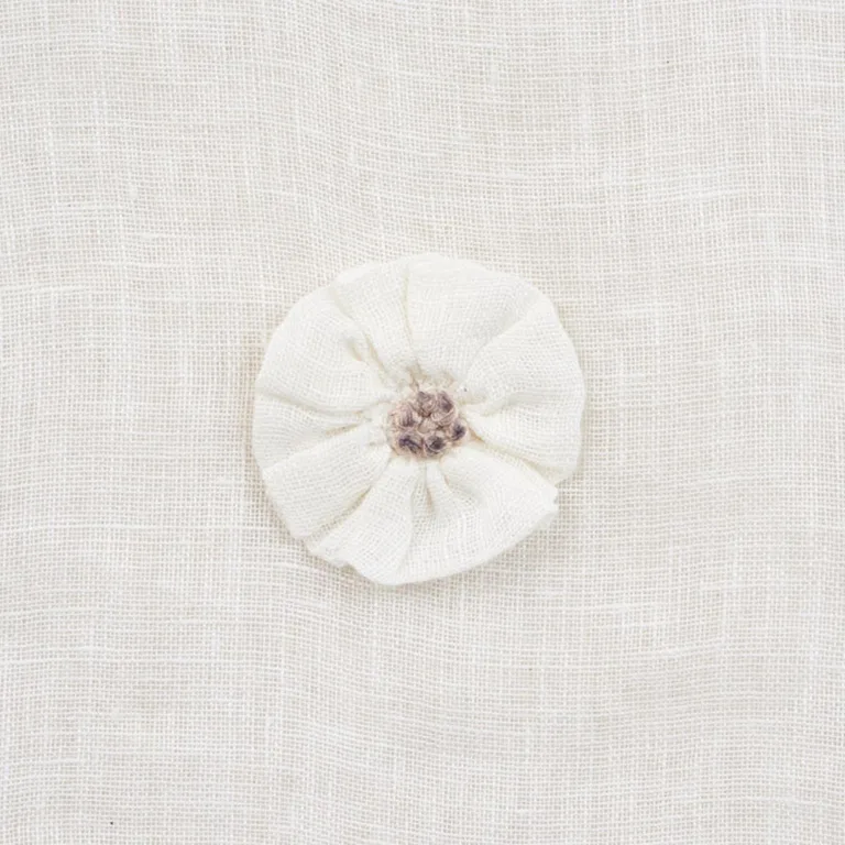 Schumacher 75750 Button Flower Sheer Ivory fabric swatch