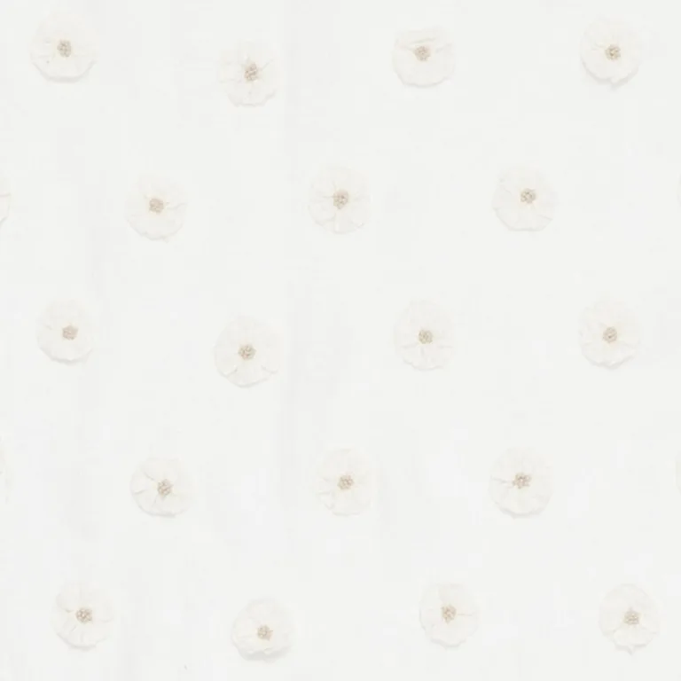 Schumacher 75750 Button Flower Sheer Ivory fabric swatch