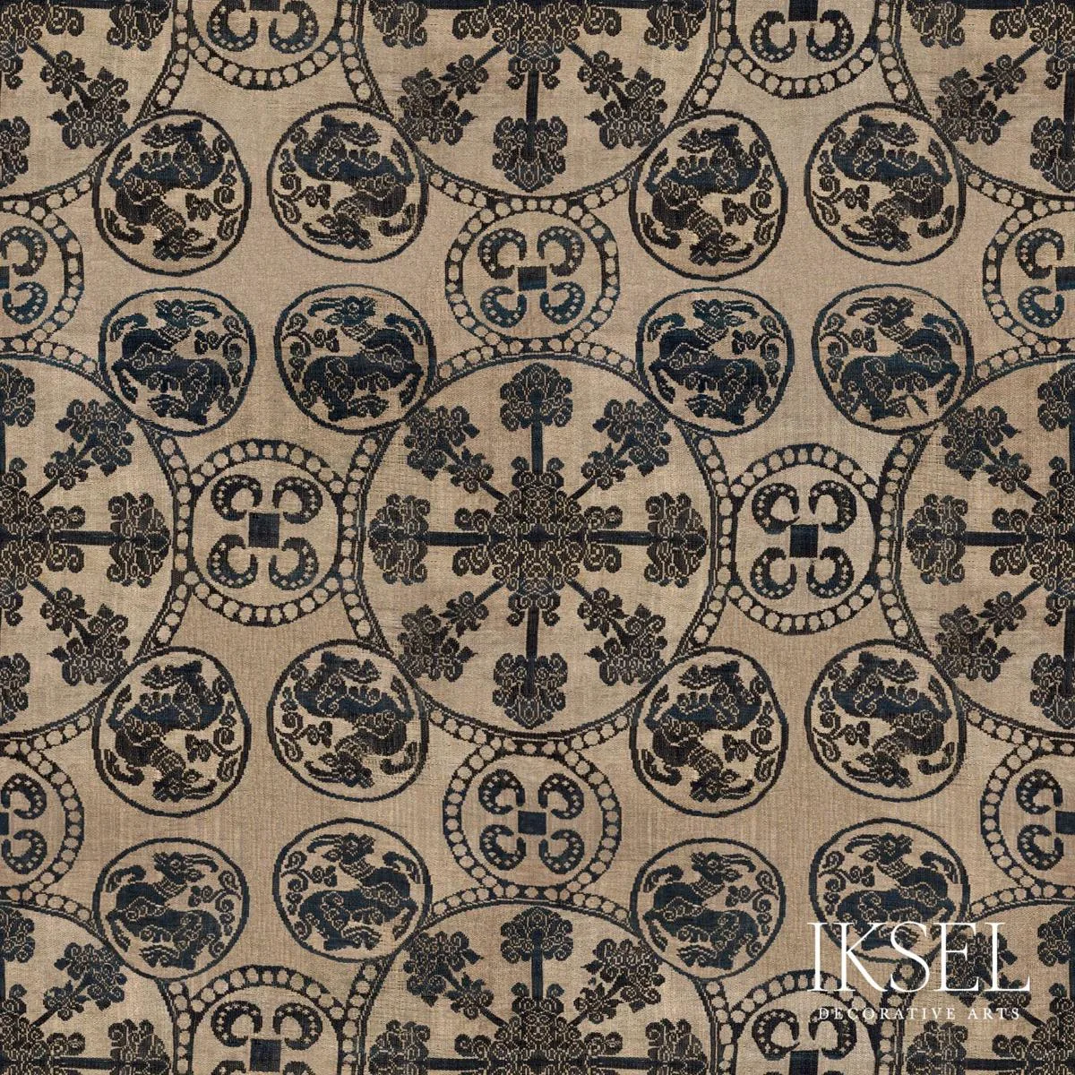 Schumacher RF908CS01 Buyid Goats Original fabric swatch
