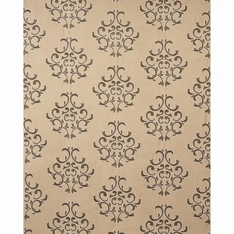 Schumacher 66831 Byron Embroidered Wool Buckskin fabric swatch