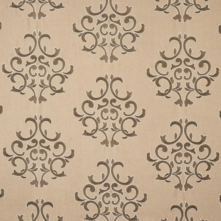 Schumacher 66831 Byron Embroidered Wool Buckskin fabric swatch