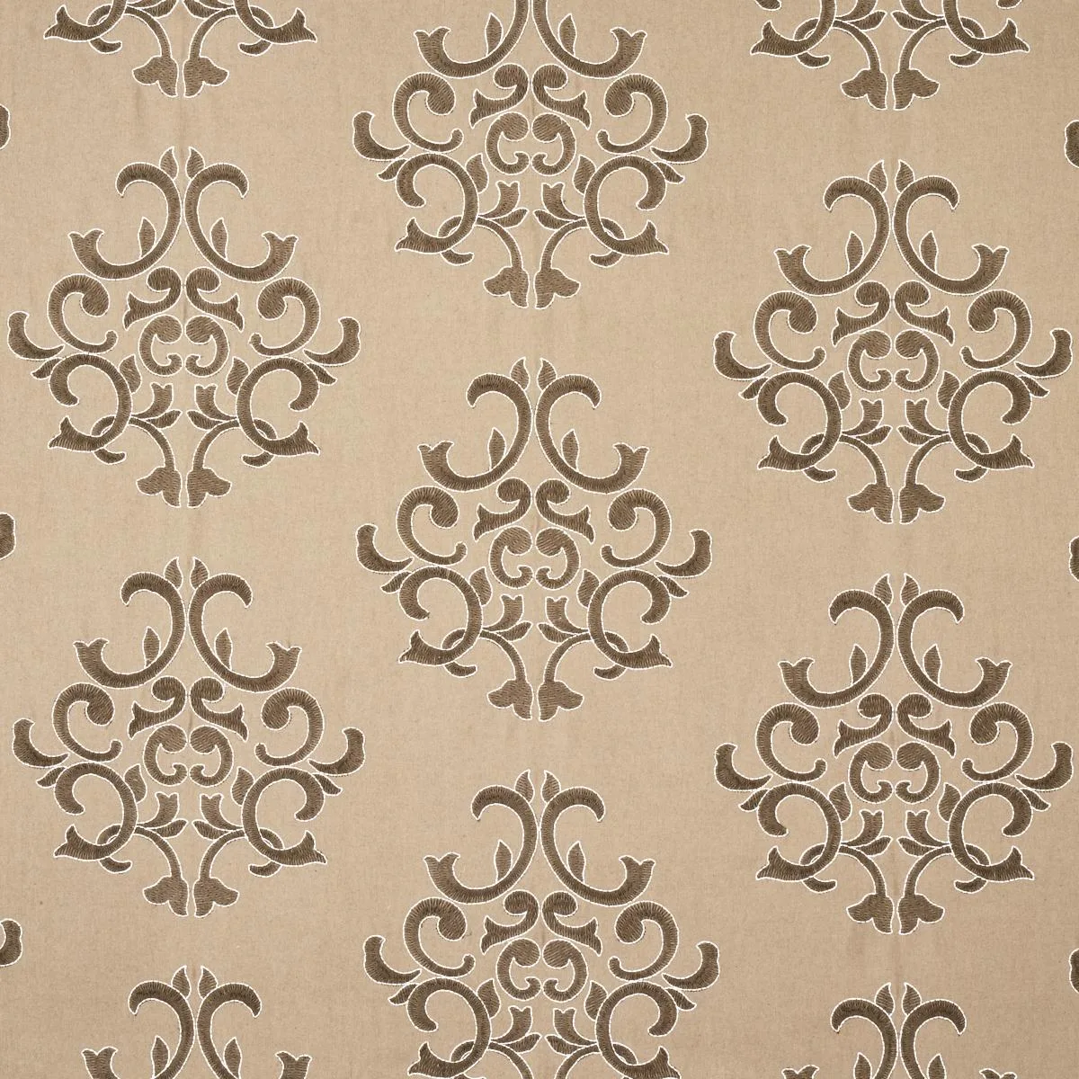Schumacher 66831 Byron Embroidered Wool Buckskin fabric swatch