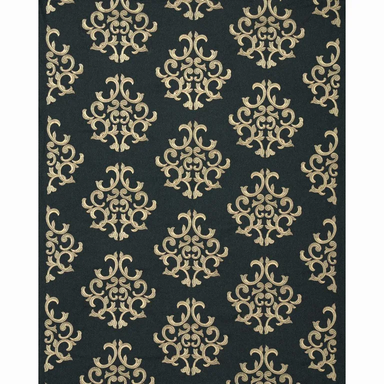Schumacher 66830 Byron Embroidered Wool Charcoal fabric swatch