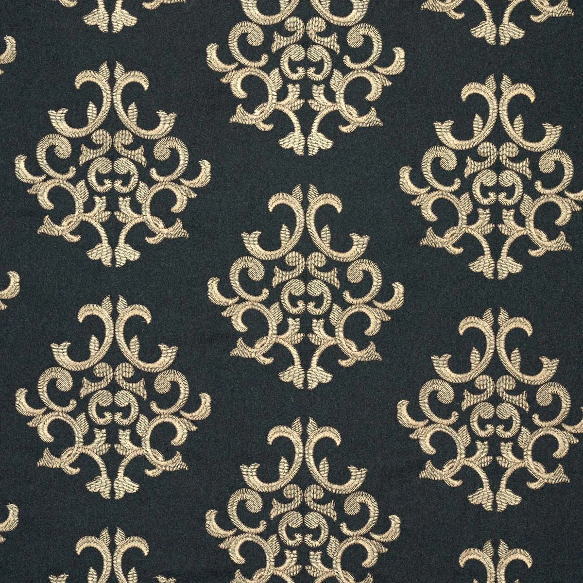 Schumacher 66830 Byron Embroidered Wool Charcoal fabric swatch