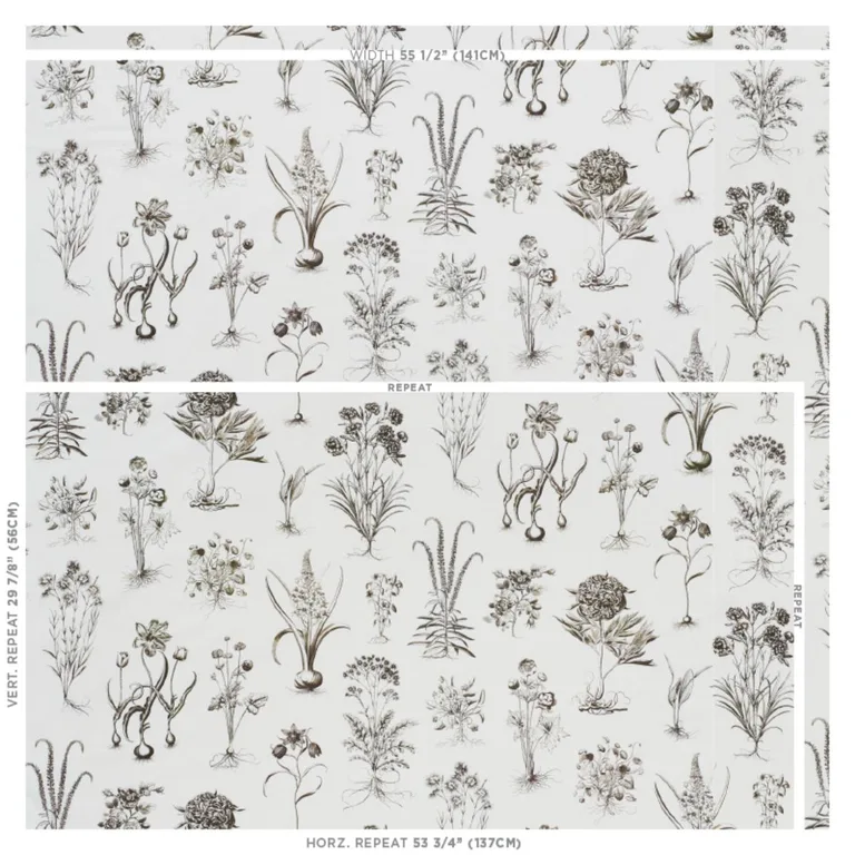 Schumacher 178751 Cabot Botanical Ivory fabric swatch