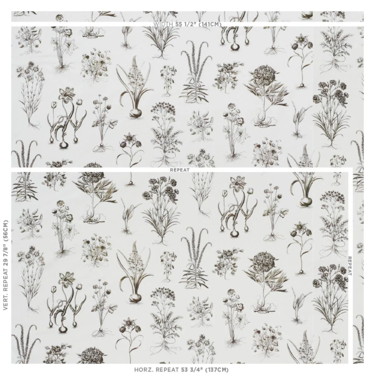 Schumacher 178751 Cabot Botanical Ivory fabric swatch