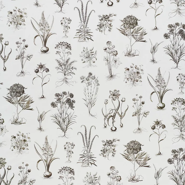 Schumacher 178751 Cabot Botanical Ivory fabric swatch