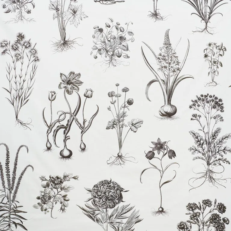Schumacher 178740 Cabot Botanical Large Ivory fabric swatch