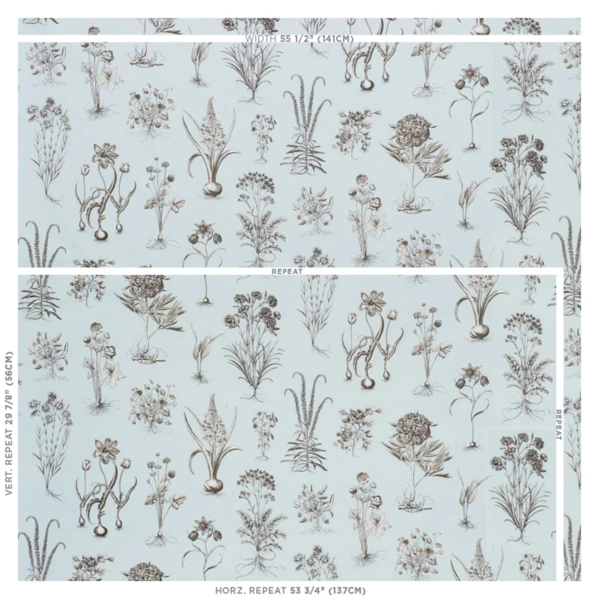 Schumacher 178750 Cabot Botanical Sky fabric swatch