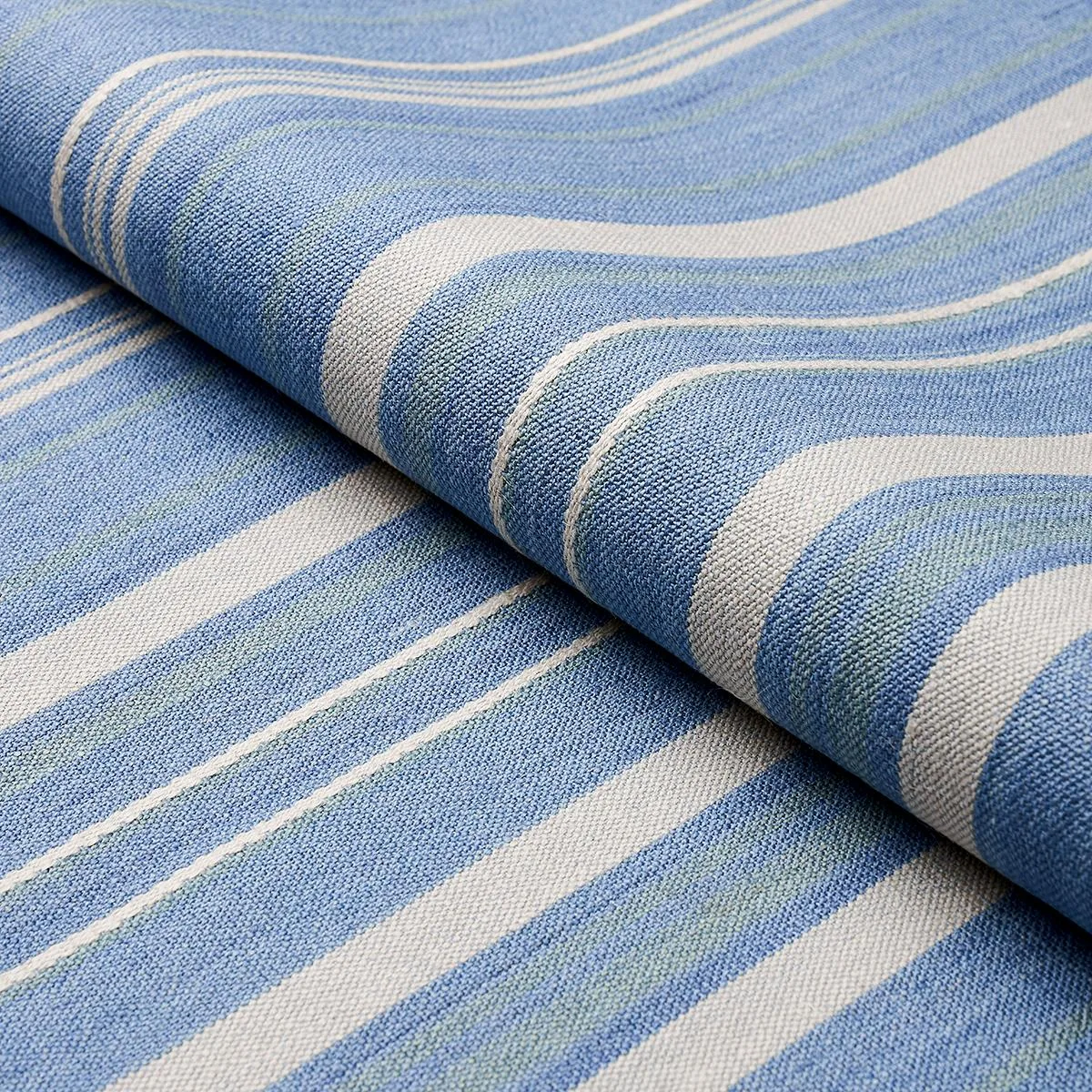 Schumacher 71883 Cajamarca Stripe Chambray fabric swatch