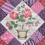 Schumacher 180121 Caldwell Patchwork Chintz Fuchsia And Plum fabric swatch