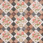 Schumacher 180122 Caldwell Patchwork Chintz Rose And Chocolate fabric swatch