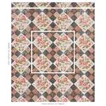 Schumacher 180122 Caldwell Patchwork Chintz Rose And Chocolate fabric swatch