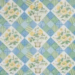 Schumacher 180120 Caldwell Patchwork Chintz Yellow And Cornflower fabric swatch