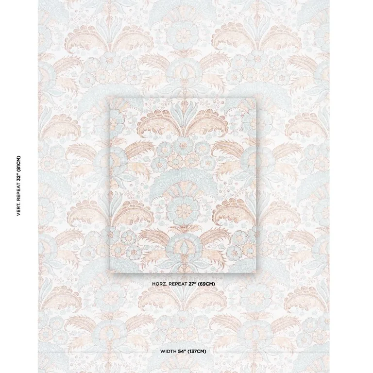 Schumacher 1283004 Calicut Aqua fabric swatch