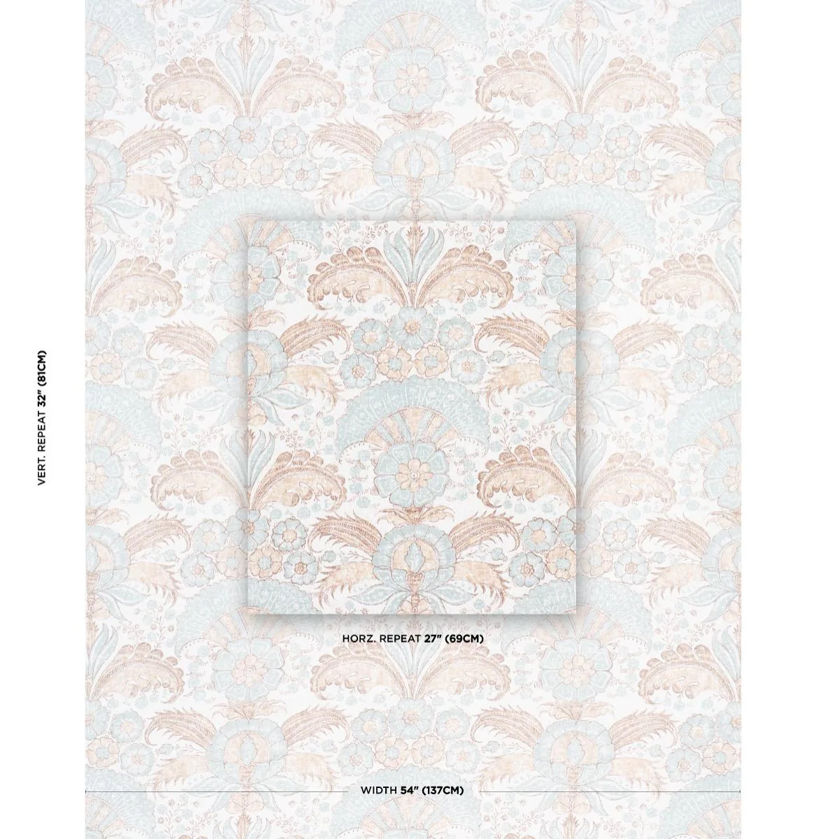 Schumacher 1283004 Calicut Aqua fabric swatch