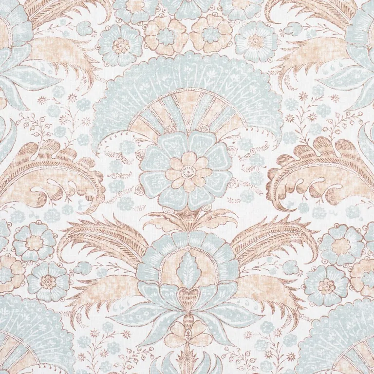 Schumacher 1283004 Calicut Aqua fabric swatch